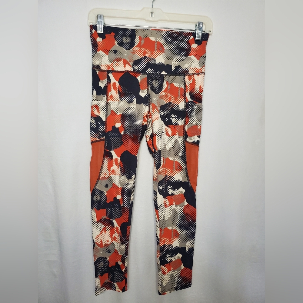 Pre-Loved Women’s Technical Knockout Orange, White, Black, And Gray Leggings Lge
